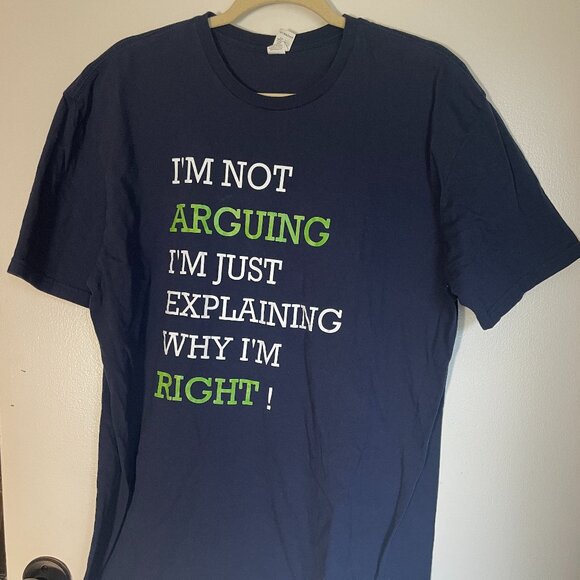 L Blue and White Men's Short Sleeve T-shirt - Picture 1 of 4